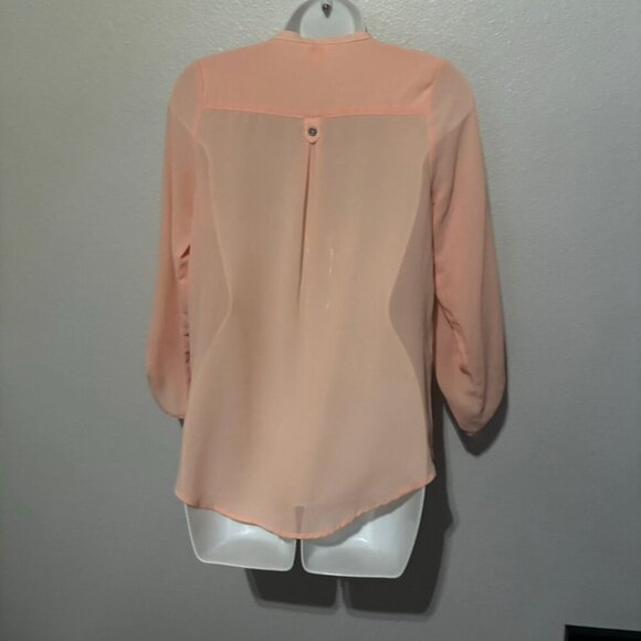 XL GB Girls Peach V-Neck Sheer Blouse - Picture 2 of 3